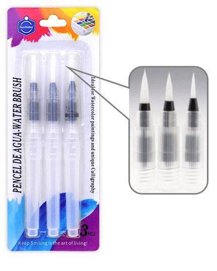 Keep Smiling 3 PCS Water Brush Pen Set | Refillable Aqua Water Brushes for Watercolor Painting & Calligraphy