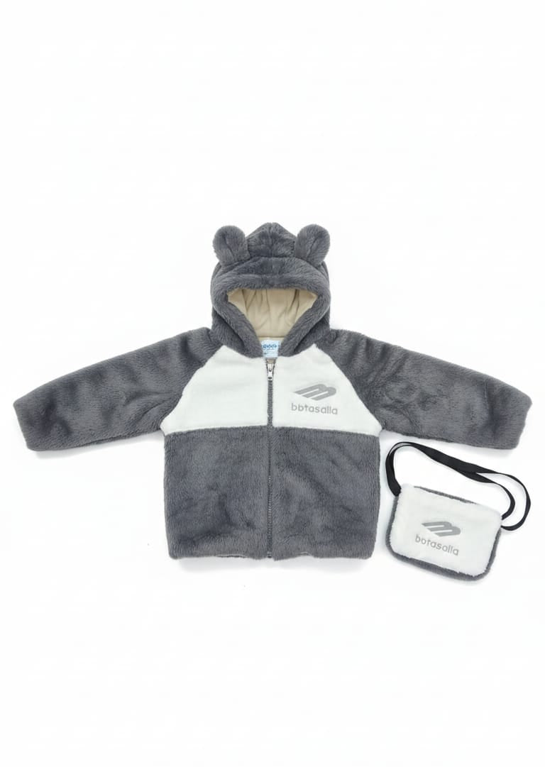 Baby Winter Fleece Hooded Bear Outfit Set (Jacket, Booties & Mini Bag )