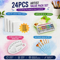 24 PCS Artist Value Pack Set | Acrylic Painting Kit with Canvas, Paint Brushes, Acrylic Colors & Palette