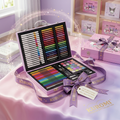Kuromi 128-Pcs Kids Art Set - Cute Drawing & Painting Color Kit with Metal Carry Case