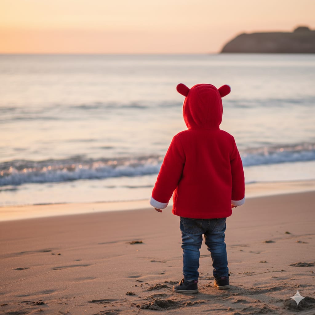 Cute Red Baby Winter Hooded Jacket with Bunny Pockets - Soft & Warm Fleece Coat