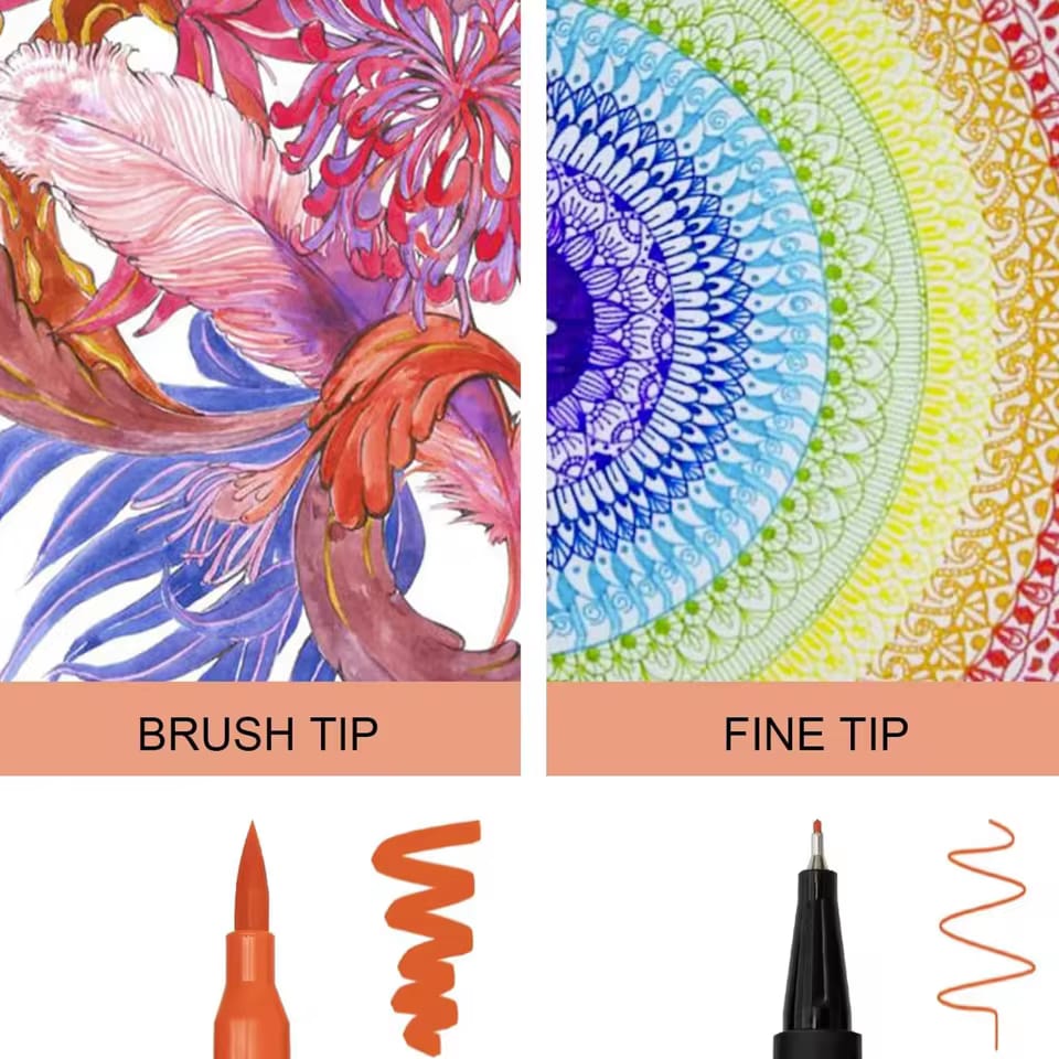 Kidzermania Masterpiece Dual-Tip Markers – 12 Vivid Colors for Sketching & Calligraphy