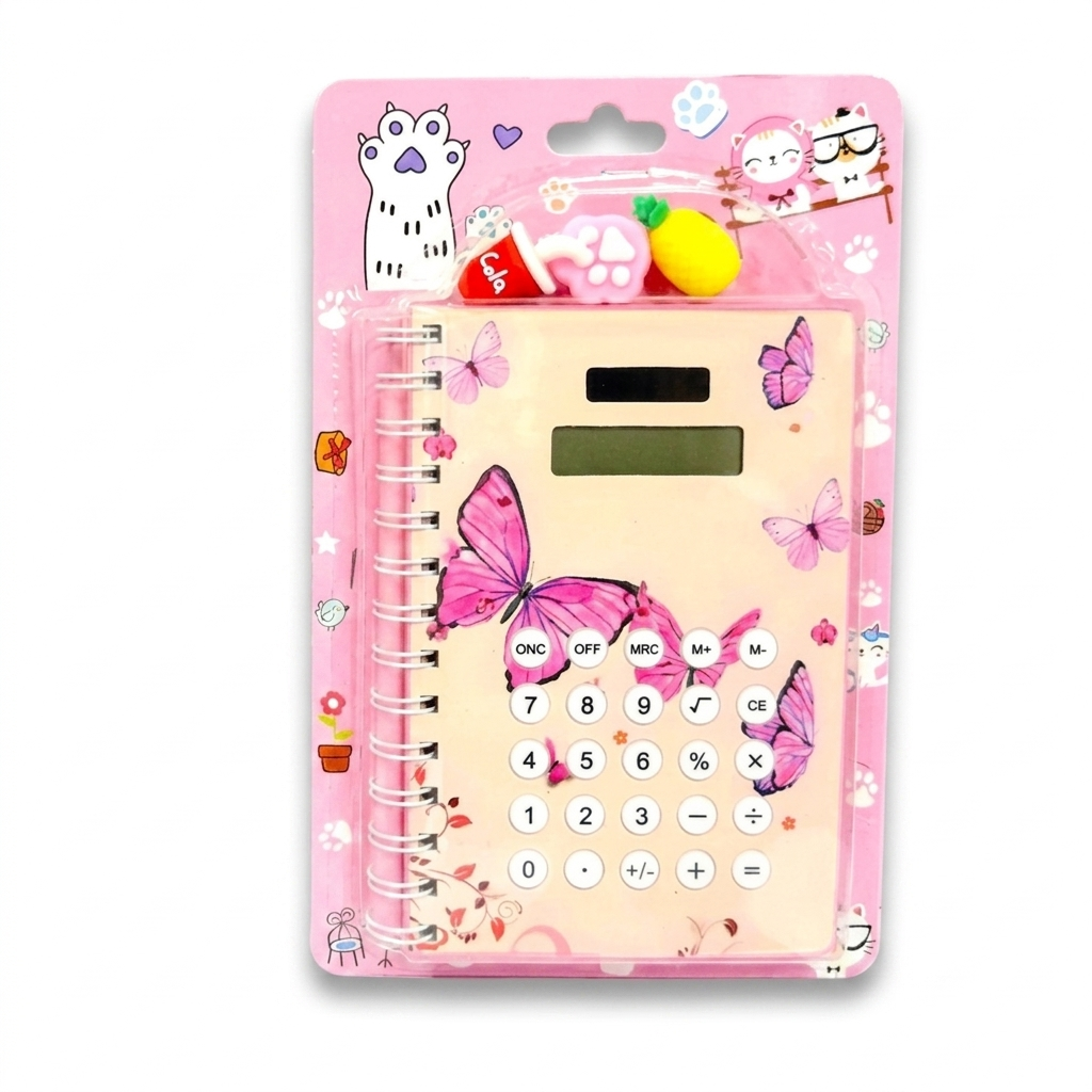 Cute Aesthetic Spiral Diary with Built-in Calculator & Stationery Set – Pastel Theme Secret Journal for Girls