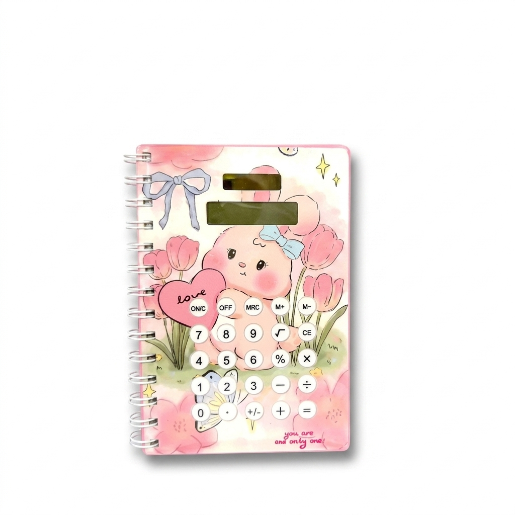 Cute Aesthetic Spiral Diary with Built-in Calculator & Stationery Set – Pastel Theme Secret Journal for Girls