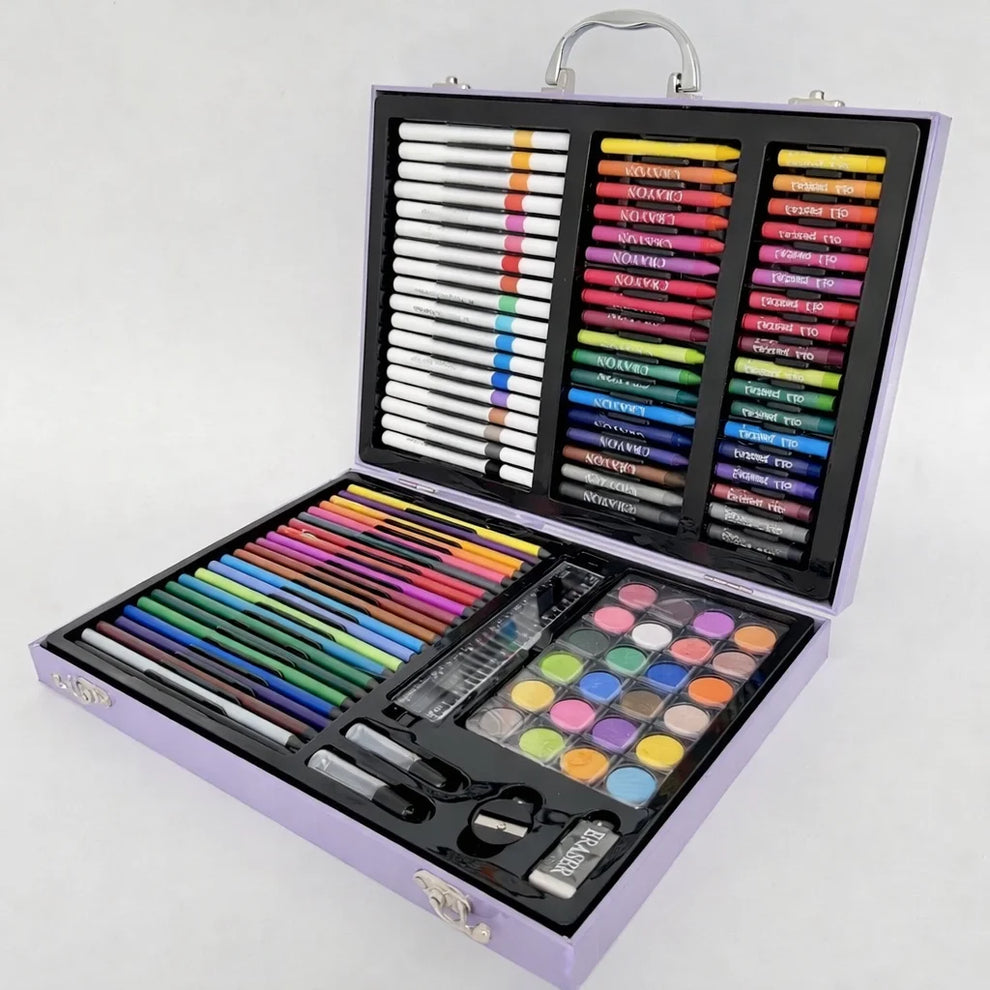 Kuromi 128-Pcs Kids Art Set - Cute Drawing & Painting Color Kit with Metal Carry Case