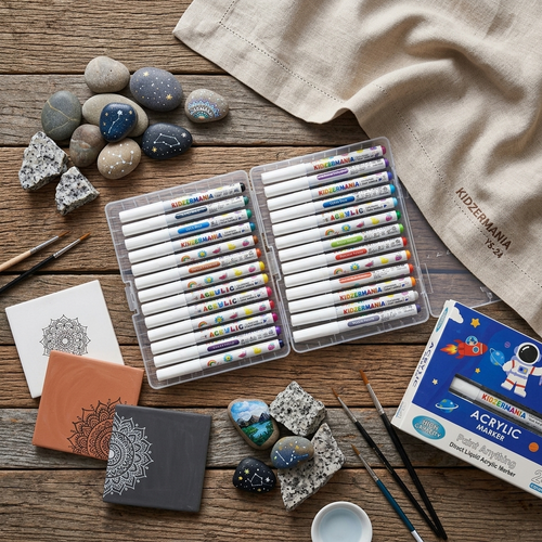 Premium 24-Color Acrylic Paint Marker Set – Professional Waterproof Art Markers for Rock Painting, Glass, Wood & Fabric