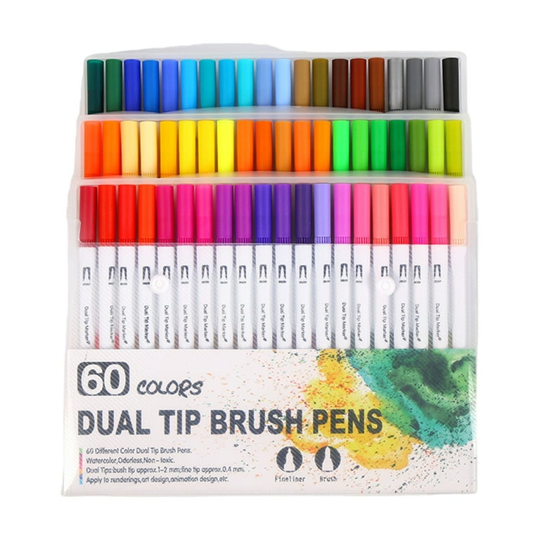 Giorgione Dual Tip Brush Pens Set for Artists & Kids | 12, 24,36,48 ,60 Colors |