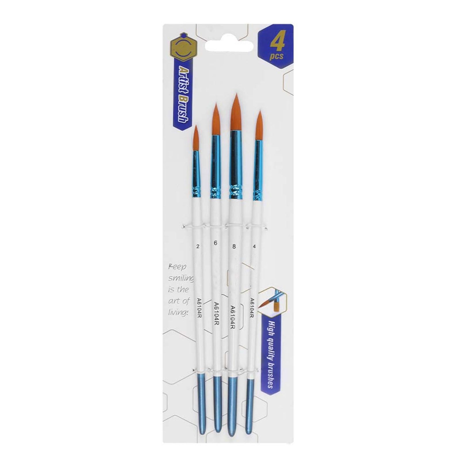 Keep Smiling 4 PCS Round Artist Brush Set | Premium Paint Brushes for Acrylic, Watercolor & Oil Painting