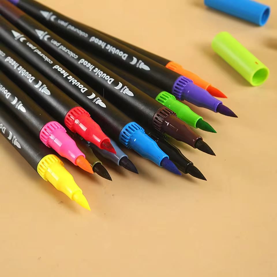Kidzermania Masterpiece Dual-Tip Markers – 12 Vivid Colors for Sketching & Calligraphy