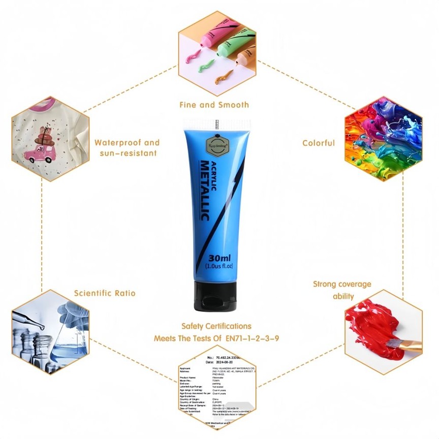 Buy Keep Smiling Metallic Acrylic Paint Set 6x30ml Online in Pakistan | Shiny Metallic Colors