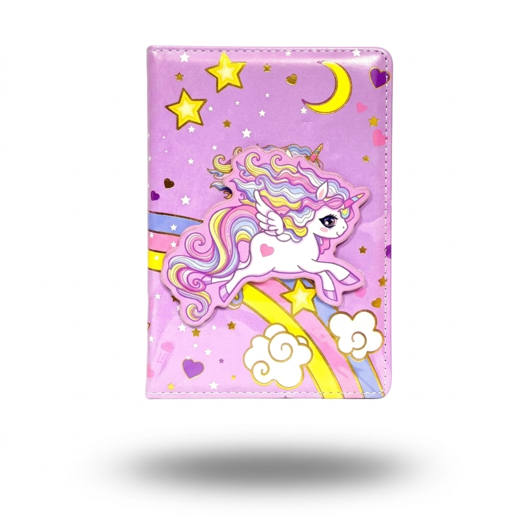 3D Pop-Out Unicorn Magic Diary – Premium Faux Leather Embossed Secret Journal for Girls