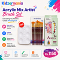 12 Colors Acrylic Paint Set + 12 Premium Mix Brushes + FREE Mixing Palette | 12ml Tubes | Complete Artist Kit