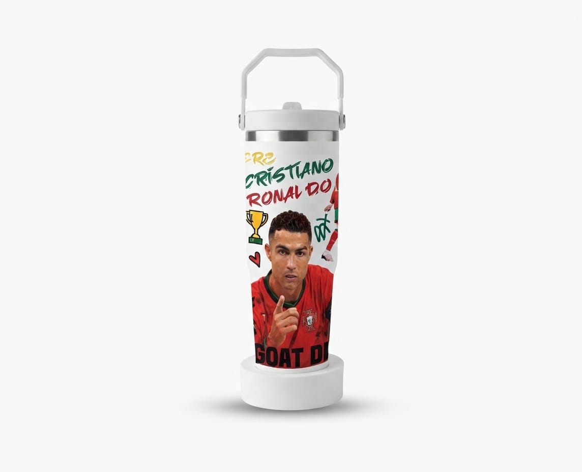 Ronaldo Messi Football Star Print Stainless Steel Tumbler - 30oz