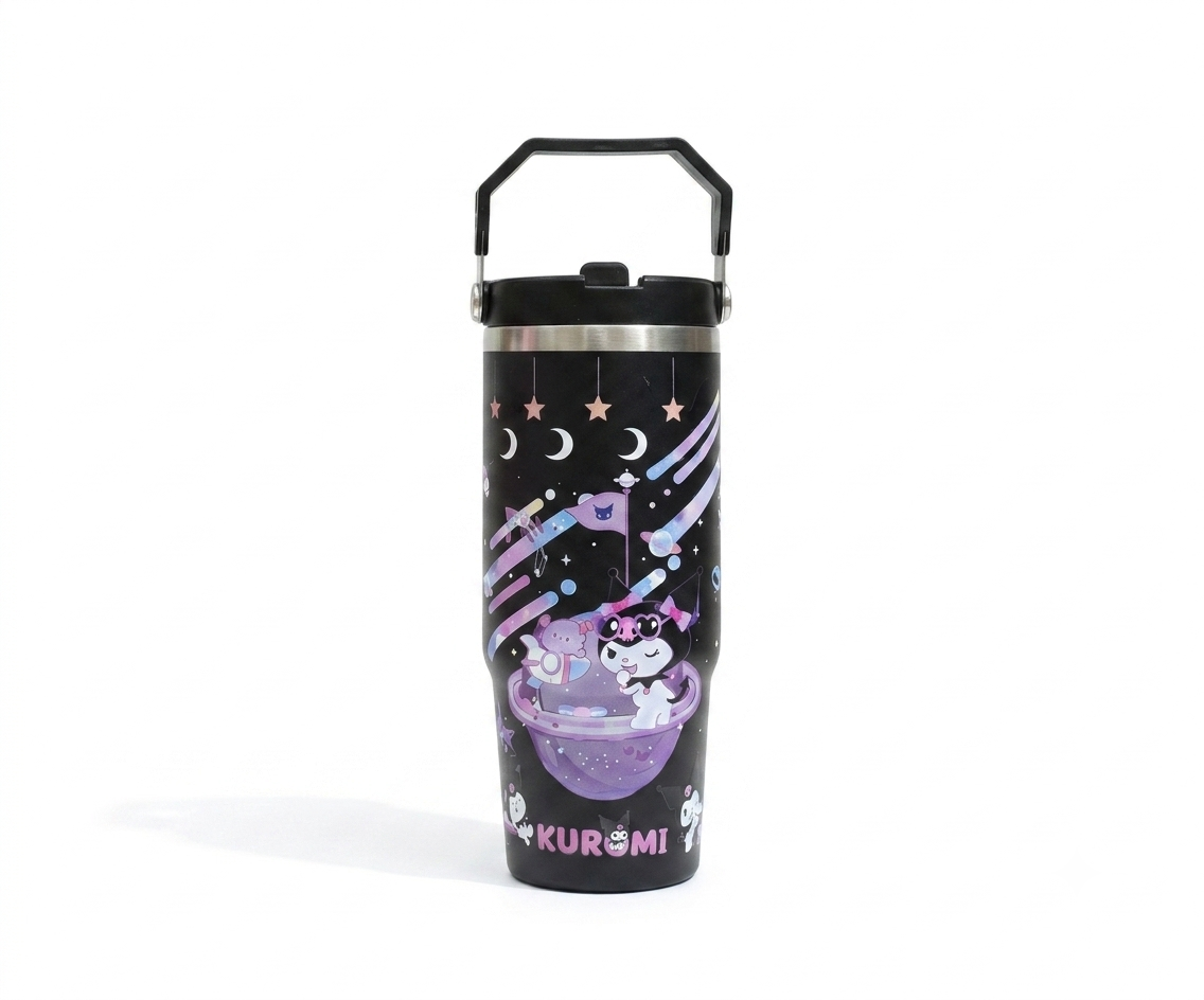 Kuromi Stainless Steel Insulated Water Tumbler with Handle | Leakproof Travel Cup