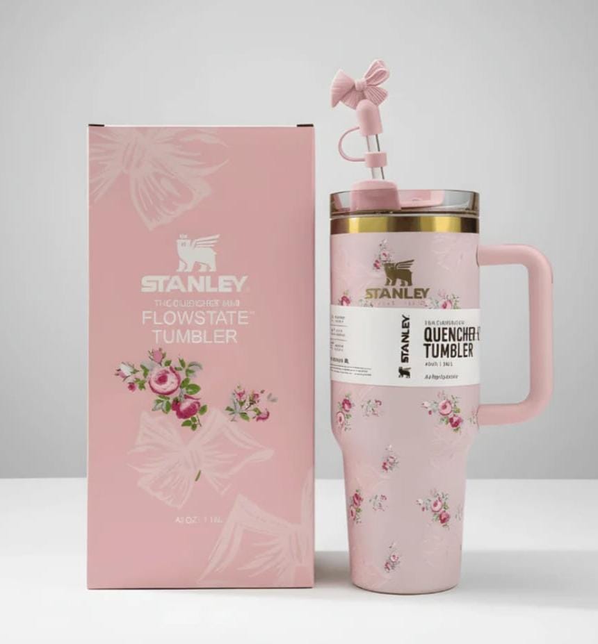Imported Stanley LoveShackFancy Tumblers - Floral Design 40oz FlowState™ Quencher H2.0 - pink 🩷