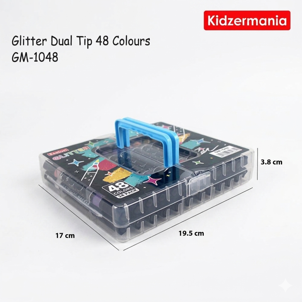 Dual Tip Glitter Brush Markers Set (48, 72, 96 Colors) – 2-in-1 Art Markers for Kids & Artists | Kidzermania