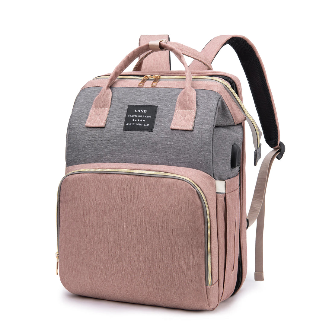 KidzerMania 3-in-1 Diaper Bag with Foldable Baby Crib