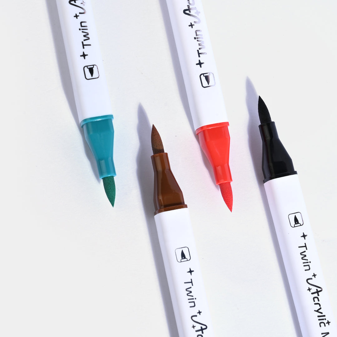Dual-Tip Acrylic Marker Set – Artist Quality Pens for Painting & Illustration (12 & 24 Colors)